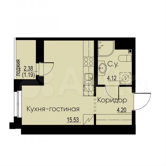 Квартира-студия, 25 м², 6/12 эт.