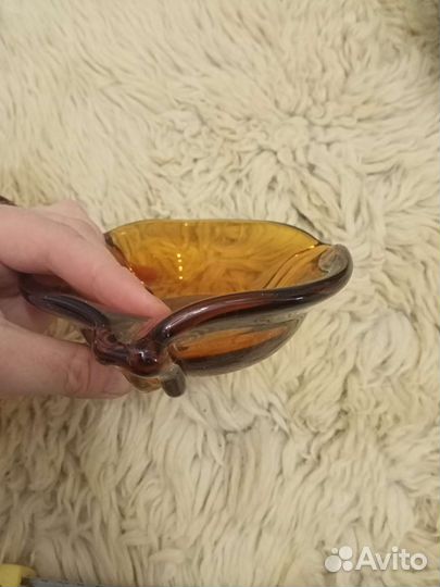 Гутное стекло СССР ваза, пепельница конфетница