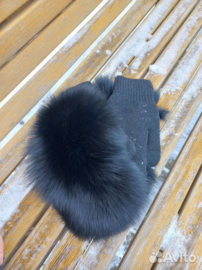 Варежки мужские меховые из песца премиум