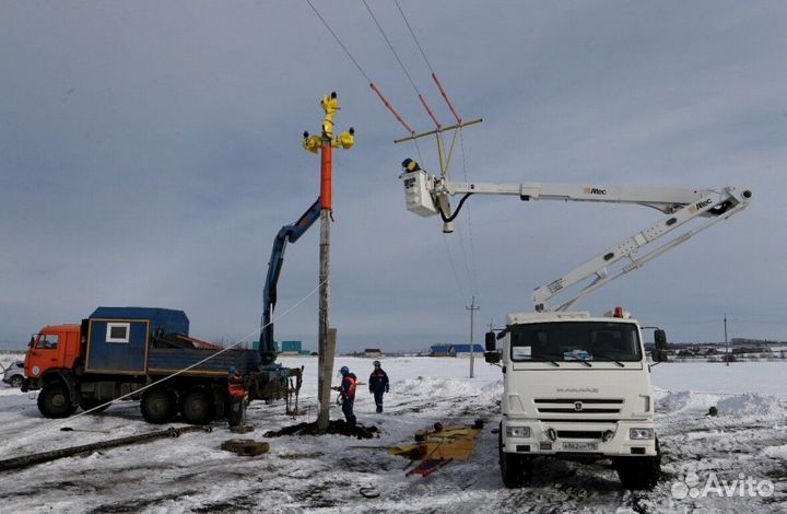 Установка столбов, монтаж опор лэп от 10 шт