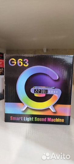 Блютуз колонка с часами и с беспроводной зарядкой