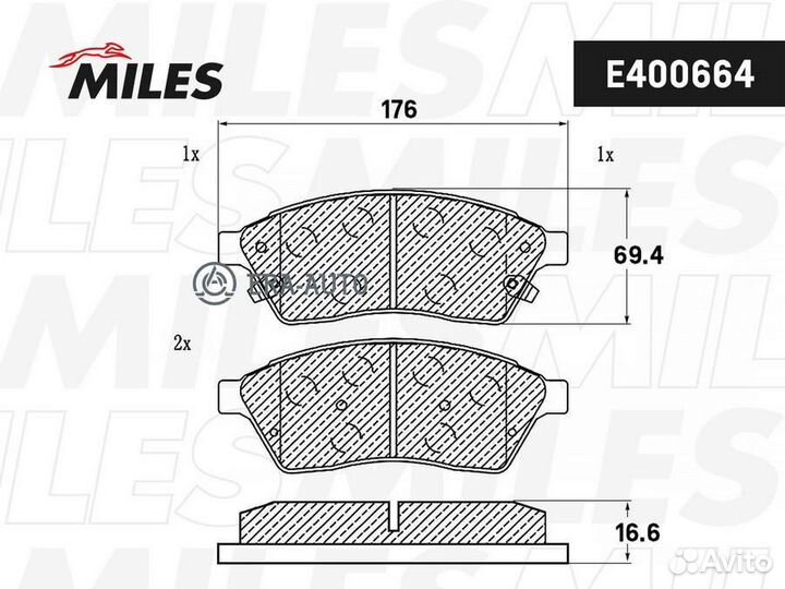 Miles E400664 Колодки тормозные cadillac SRX 09- передние