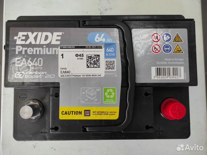 Аккумулятор 64Ач Exide Pemium 640A Black новинка