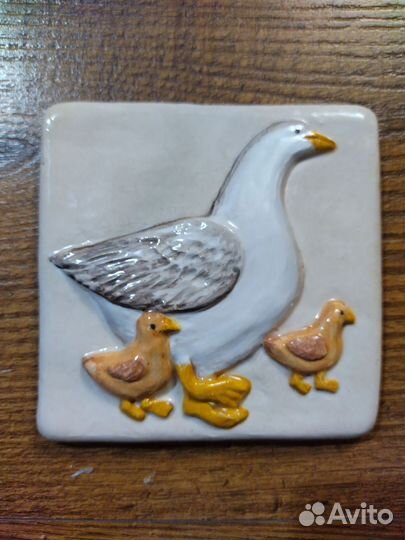 Гусыня. Панно. Плитка ручной работы