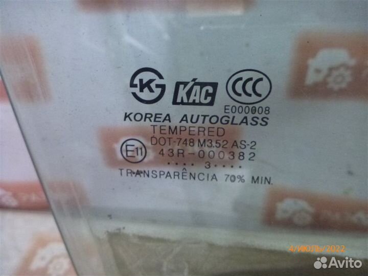 Стекло двери переднее правое Hyundai Elantra XD