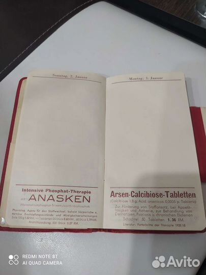 Блокнот календарь заметок 1938 год немецкий