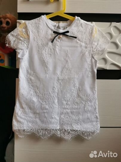 Блузка белая для девочек 140