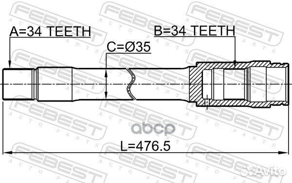 Полуось правая 0112-UZJ200F Febest