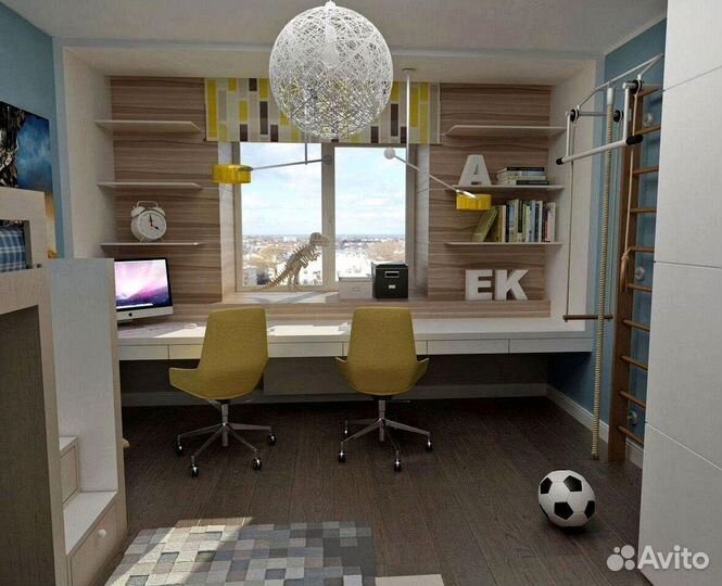 Детская рабочая зона у окна