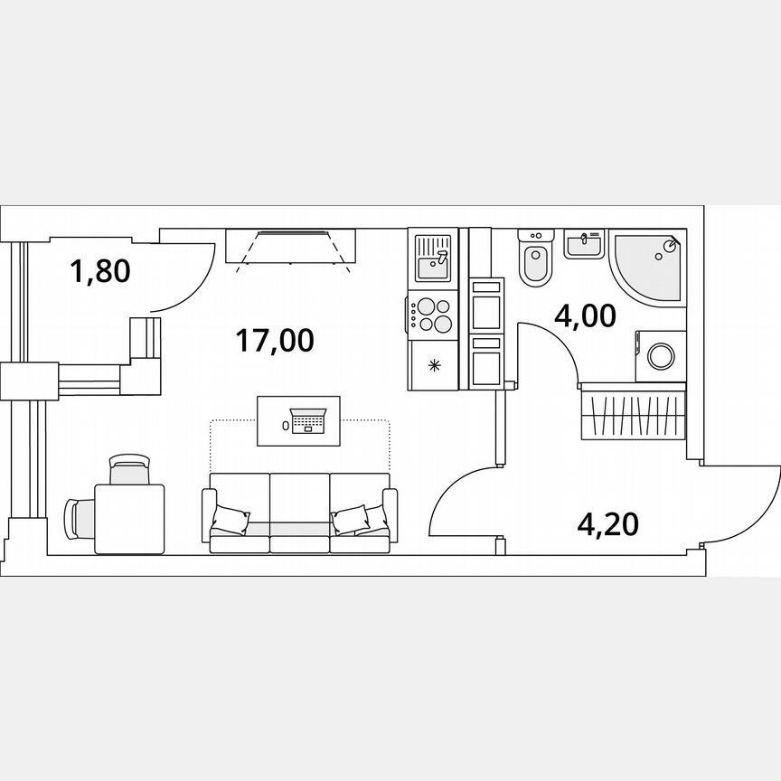 Квартира-студия, 26,1 м², 12/13 эт.