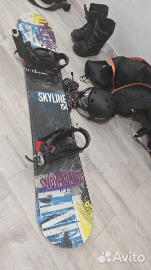 Сноуборд, чехол для сноуборда, ботинки BOA