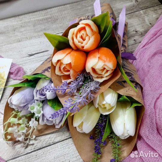 Мыло ручной работы. Подарок на день. Тюльпаны