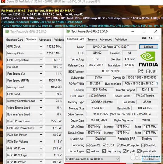 Редкая gtx 1080 ti evga