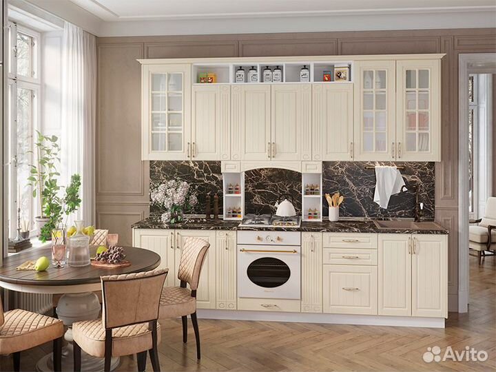 Кухня Лондон корпус шн 500 белый фасад шн 500 дуб