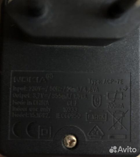 Зарядное устройство nokia type acp-7e