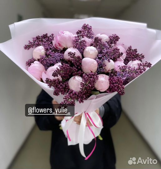 Сирень пионы букет из сирени 101 пион