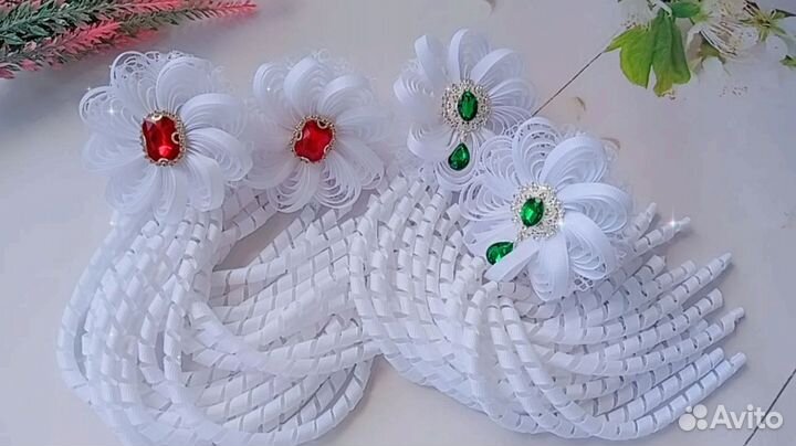 Банты для волос белые