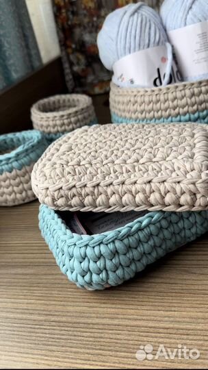 Интерьерные корзинки из трикотажной пряжи