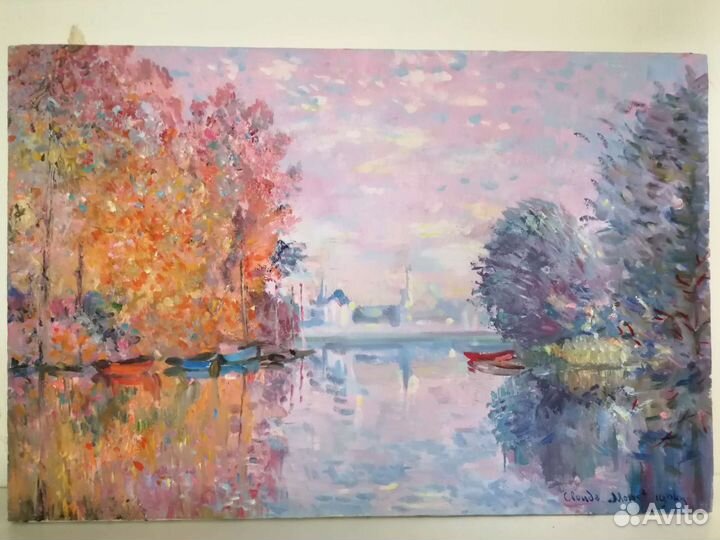 Копия картины Клода Моне Осень на Сене в Аржантёе