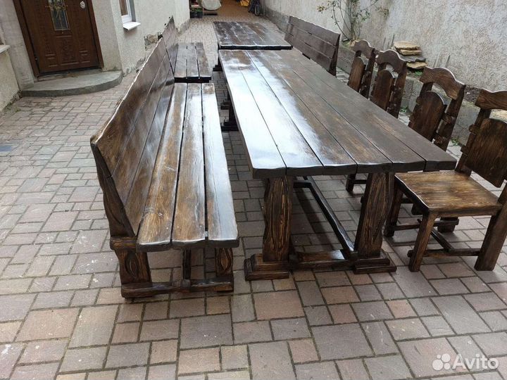 Комплект мебели, стулья, стол, лавки