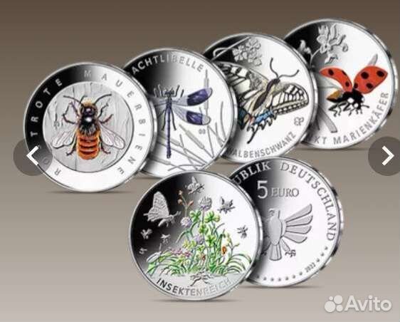 Новые цветные монеты Германия - насекомые