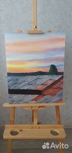 Картина акварелью на холсте 