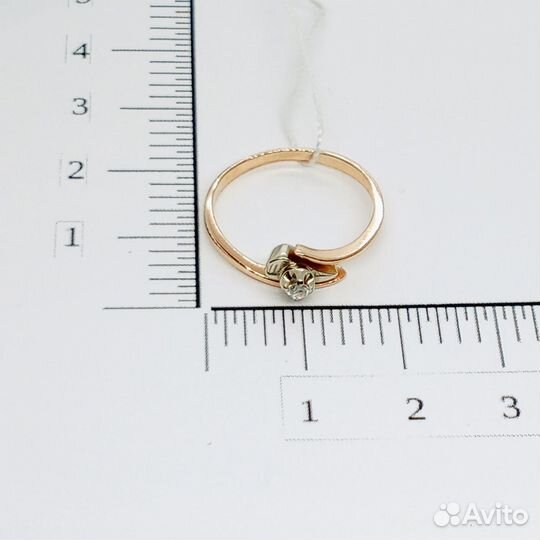 Золотое кольцо с фианитом 17,5р