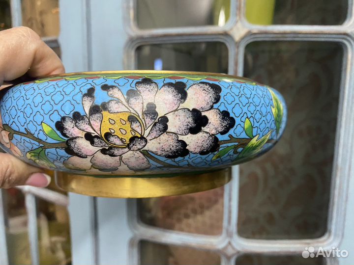 Конфетница медь эмали клуазоне 50 годы, Китай