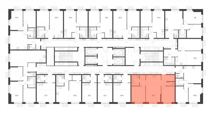 2-к. квартира, 58,7 м², 9/33 эт.