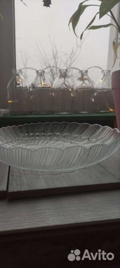 Тарелка ракушка десертные стекло