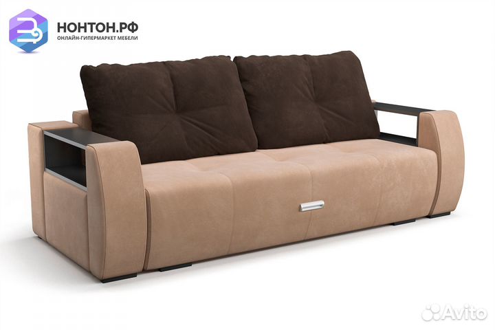 Диван еврокнижка Мальтида бежевый / коричневый