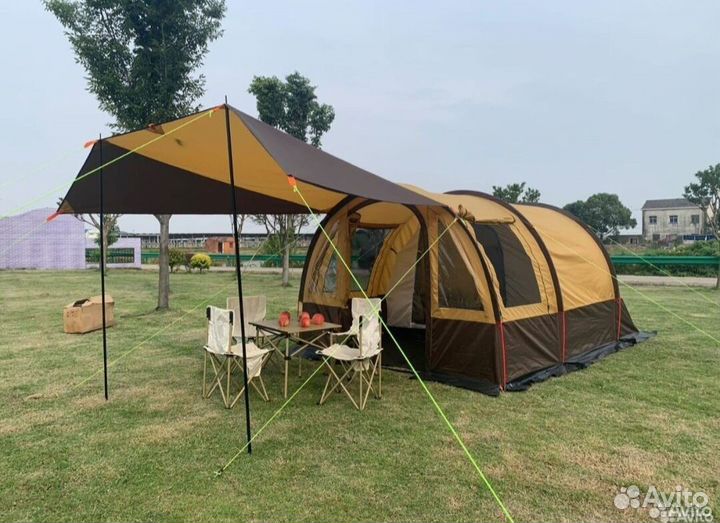 Палатка туристическая 6 местная с тамбуром + навес