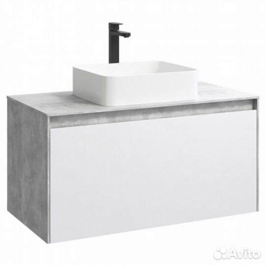 Мебель для ванной Aqwella Mobi 120 бетон светлый фасад белый