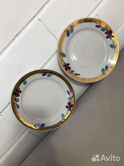 Фарфор Чайные пары Рига/тарелки Дулево СССР