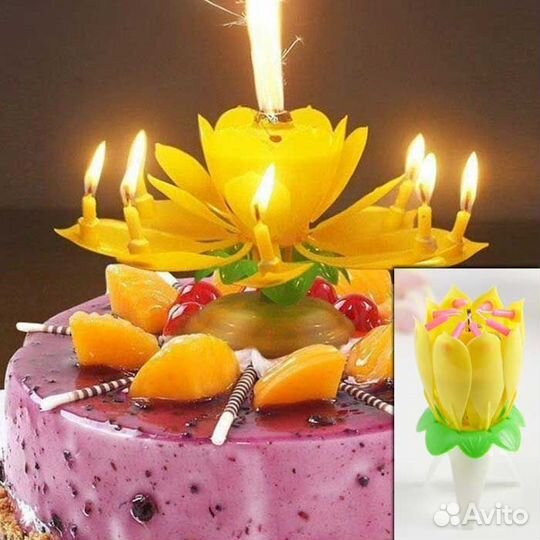 Свеча в торт музыкальный цветок