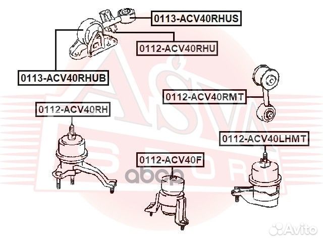 Сайлентблок прав 0113ACV40rhus asva