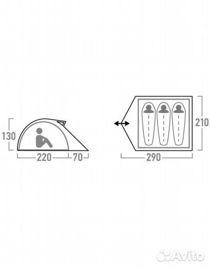 Палатка 3-местная Outventure 1 Second Tent 3