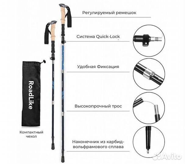 Палки для скандинавской ходьбы RoadLike Compact Го