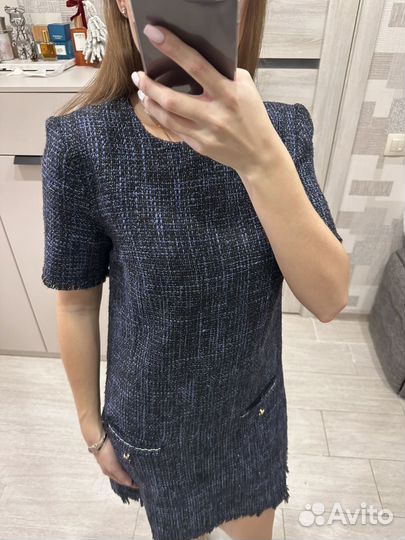 Твидовое платье S