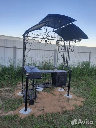 Кованый мангал с печкой