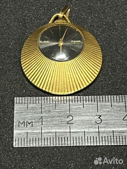 Часы кулон Слава Au позолота женские на ходу