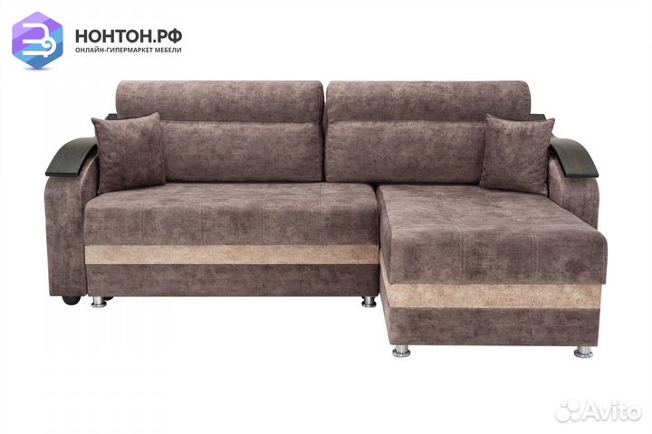 Диван угловой тик-так Милан коричневый / бежевый