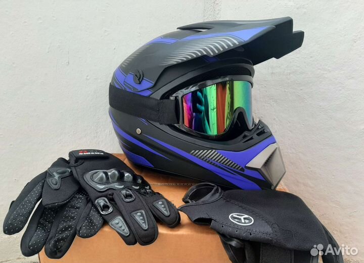 Новые кроссовые шлемы + (очки, перчатки, маска )