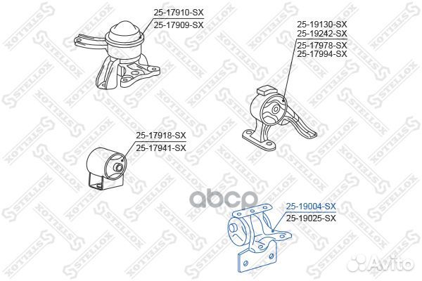 25-19004-SX подушка двигателя леваяToyota Aven