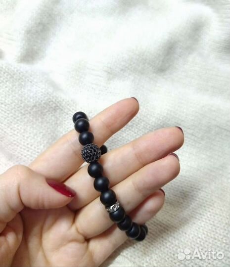 Браслет из черного агата