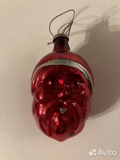 Игрушка елочная голова деда мороза СССР