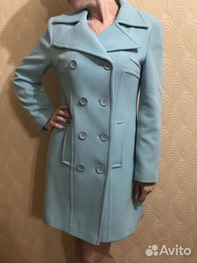 Пальто бирюзовое