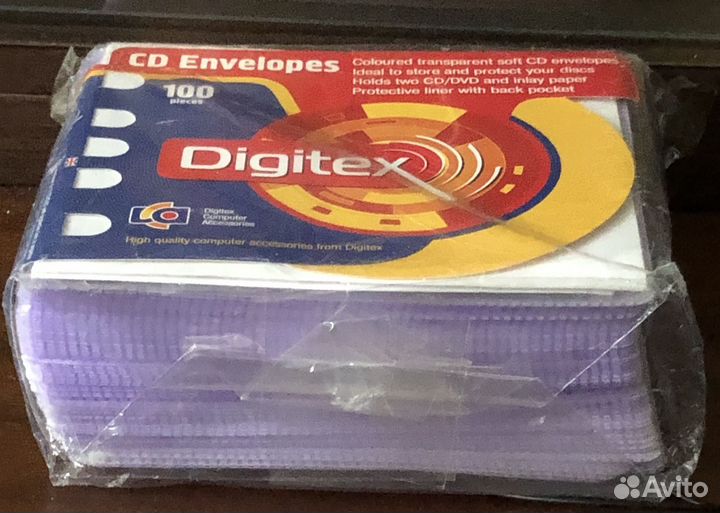 Конверты CD/DVD Digitex на 2 диска, 100 штук