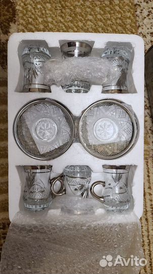 Посуда из хрусталя, серебро 925пр