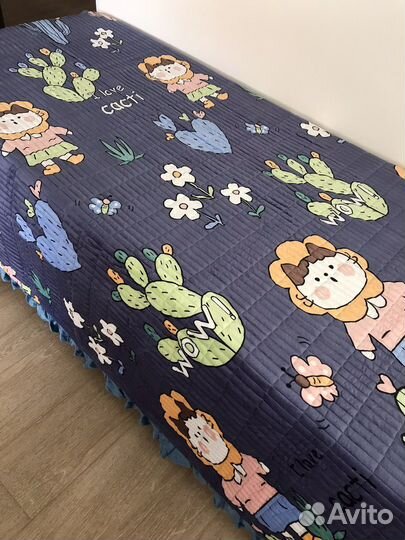 Покрывало детское 200 230 стеганое с милой кошкой